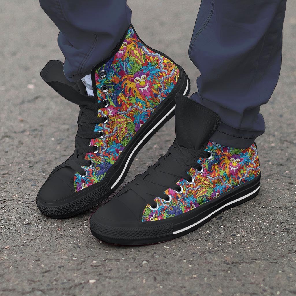 Monkey Trippy Psychedelic Men's High Top Shoes-grizzshop