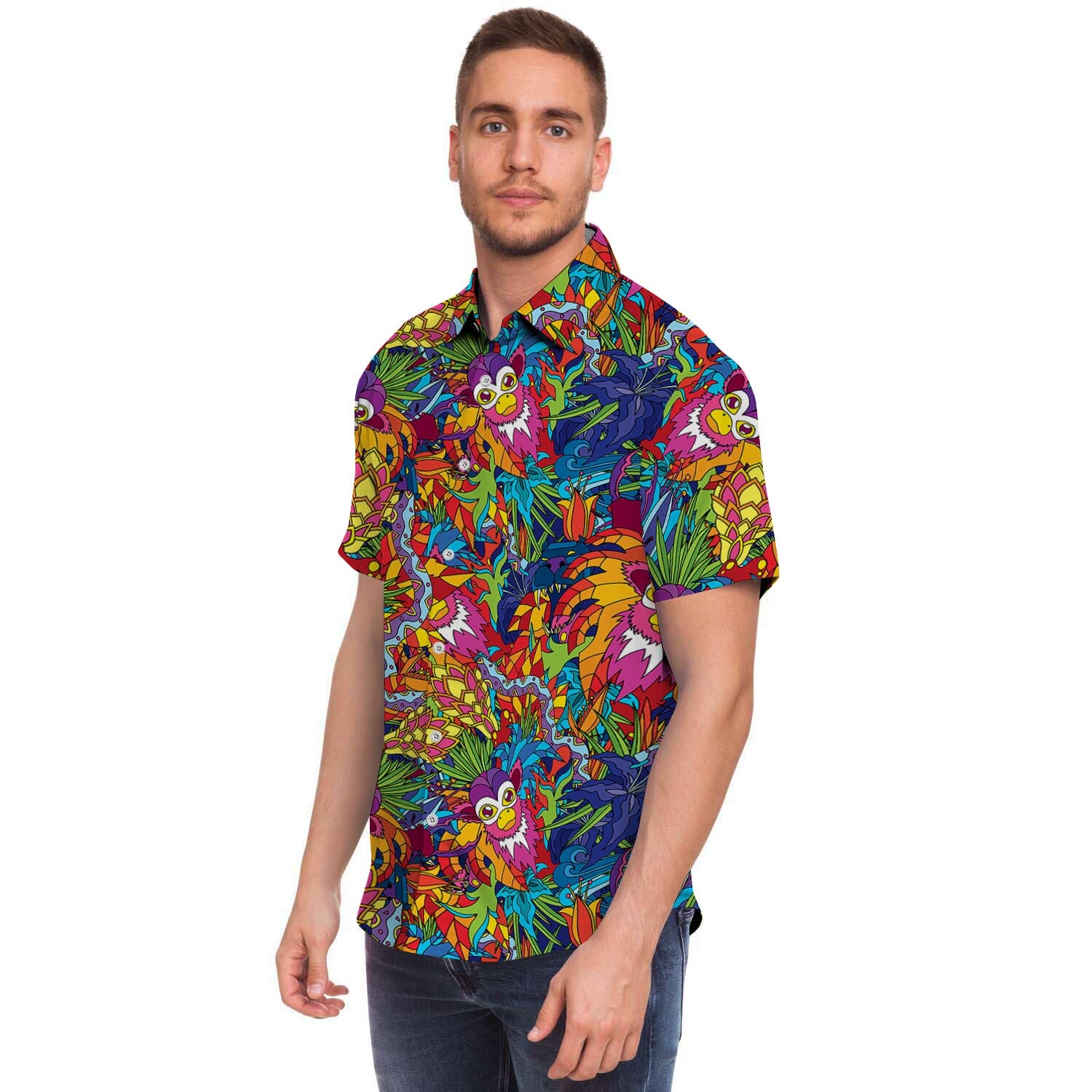 Monkey Trippy Psychedelic Men's Short Sleeve Shirt-grizzshop