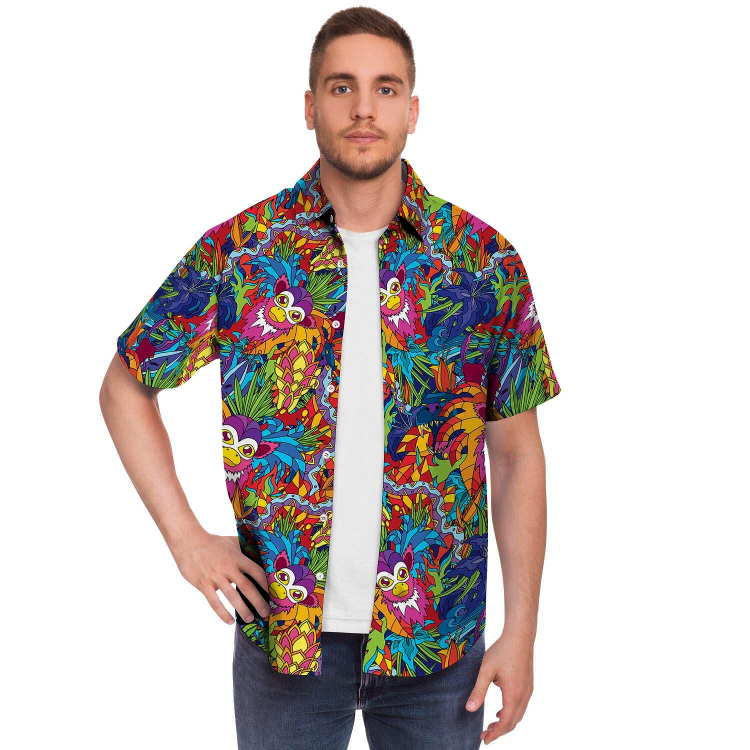 Monkey Trippy Psychedelic Men's Short Sleeve Shirt-grizzshop