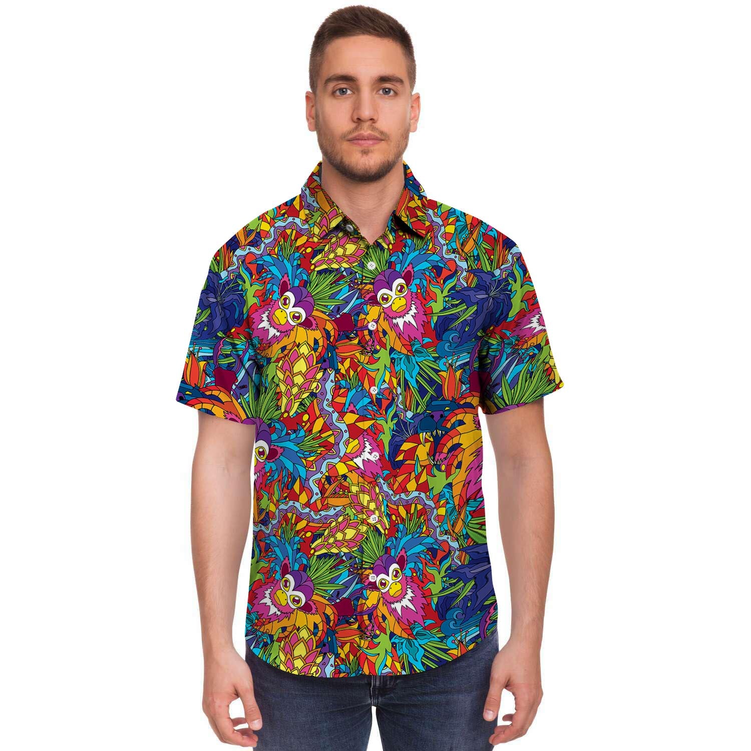 Monkey Trippy Psychedelic Men's Short Sleeve Shirt-grizzshop