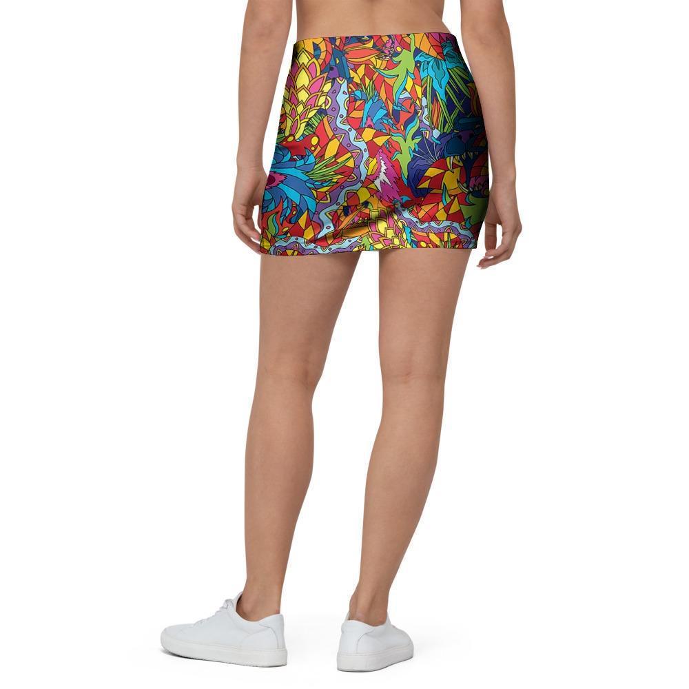 Monkey Trippy Psychedelic Mini Skirt-grizzshop