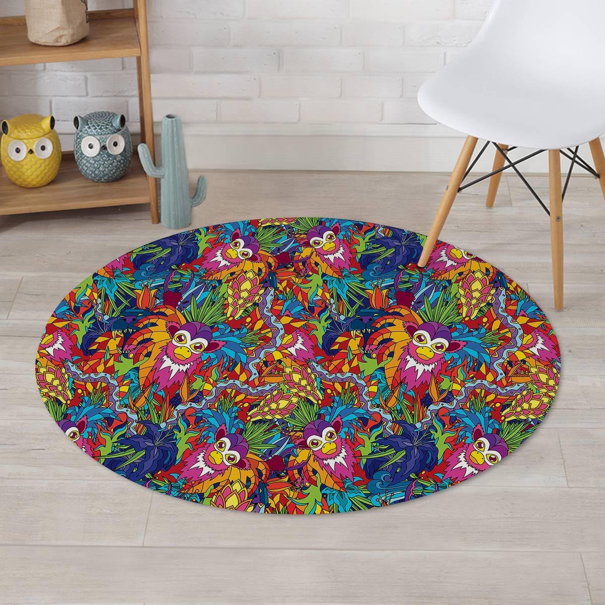 Monkey Trippy Psychedelic Round Rug-grizzshop