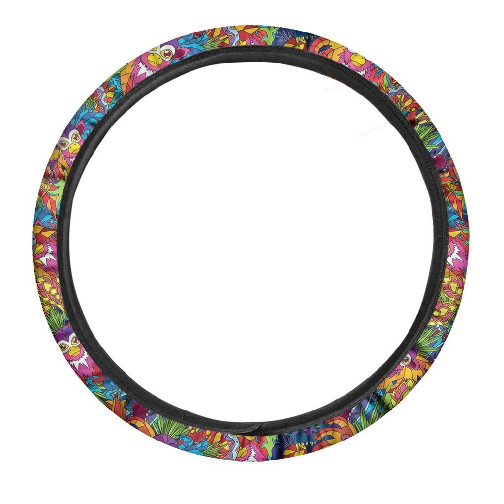 Monkey Trippy Psychedelic Steering Wheel Cover-grizzshop