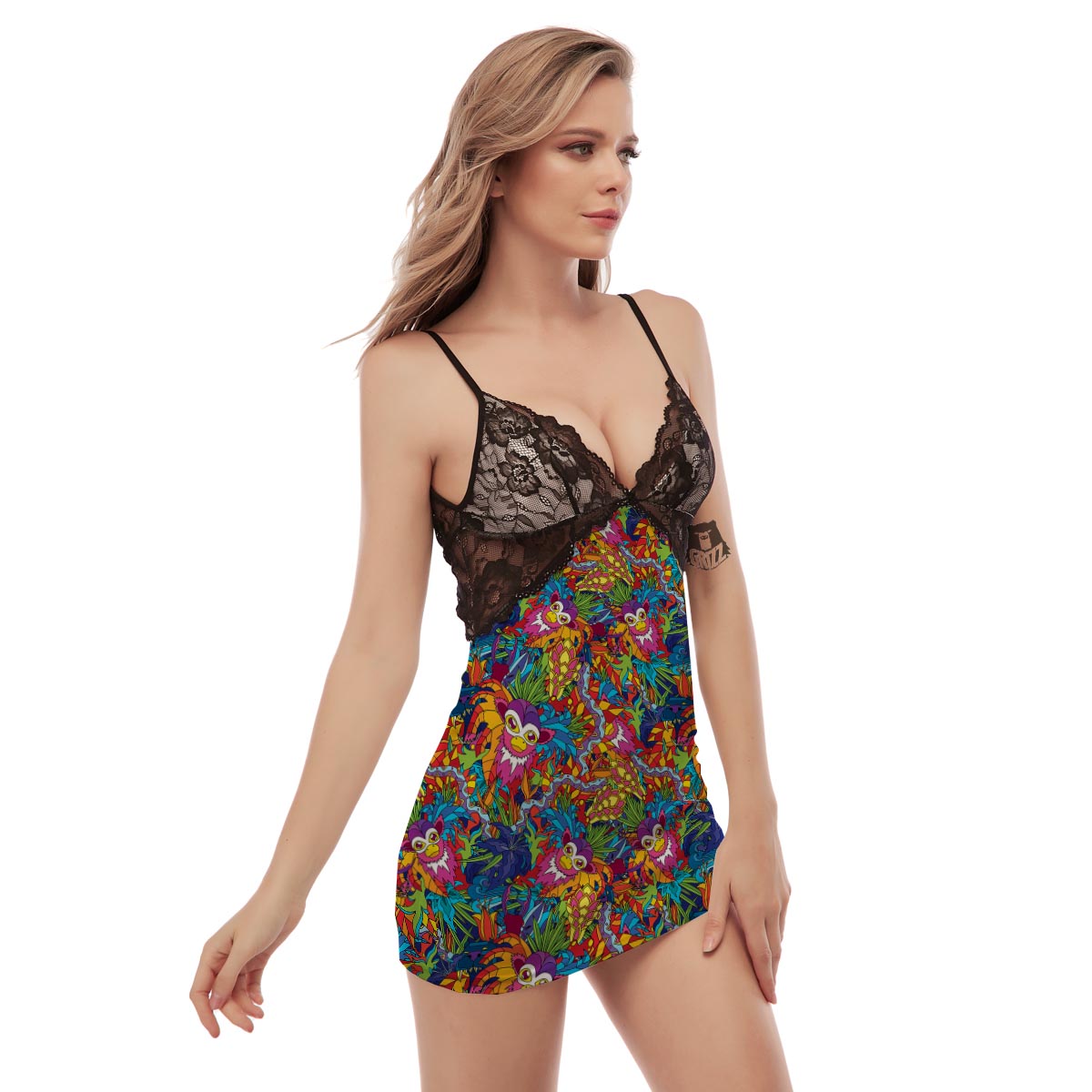 Monkey Trippy Psychedelic Women's Sexy Night Dress-grizzshop