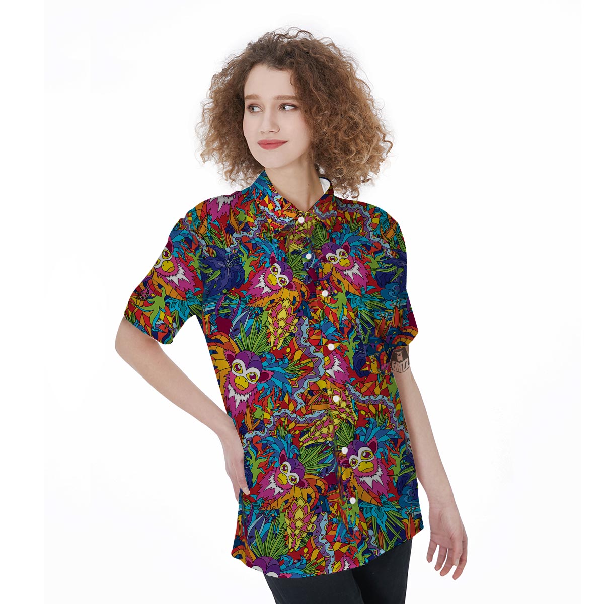 Monkey Trippy Psychedelic Women's Short Sleeve Shirts-grizzshop