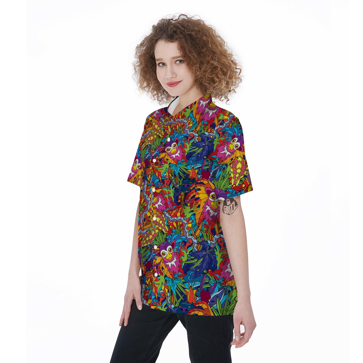 Monkey Trippy Psychedelic Women's Short Sleeve Shirts-grizzshop