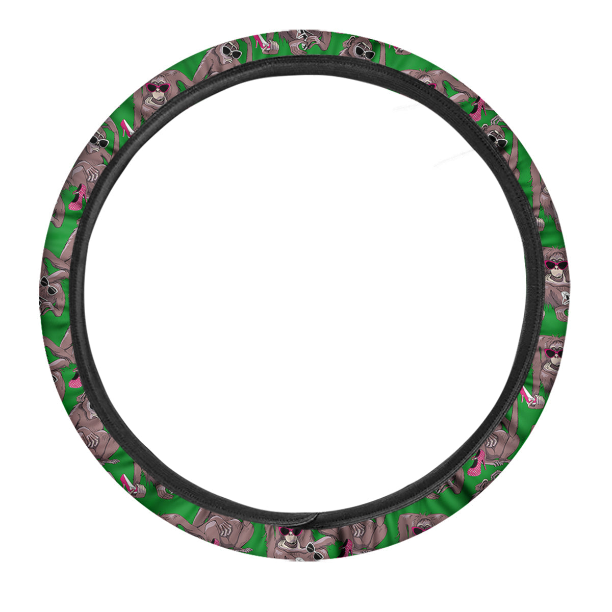 Monkey with the Shoes and Glasses Print Pattern Car Steering Wheel Cover-grizzshop