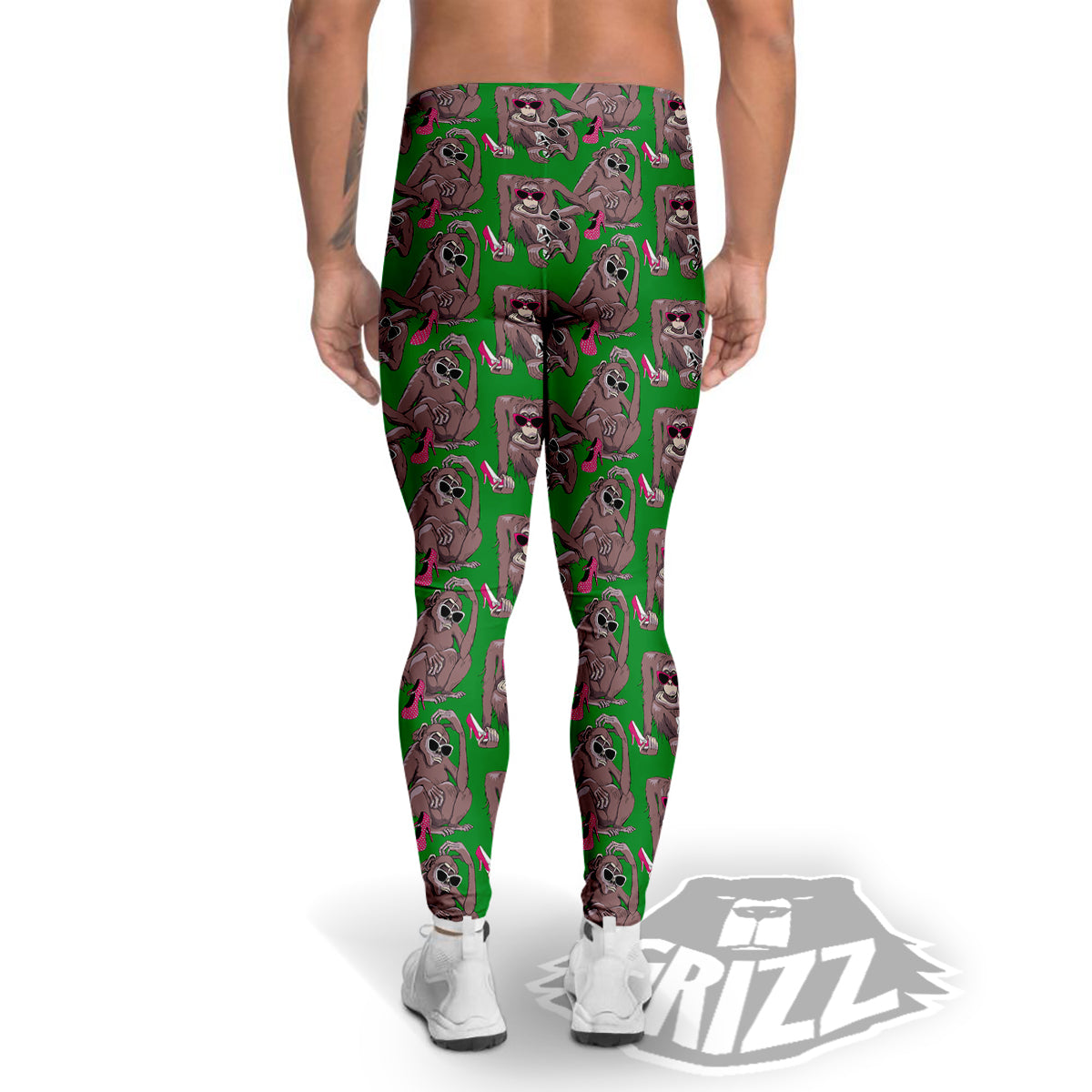 Monkey with the Shoes and Glasses Print Pattern Men's Leggings-grizzshop