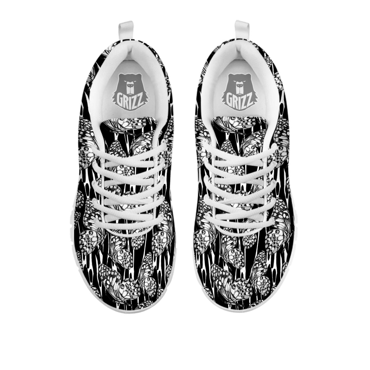Monochrom Butterfly Print Pattern White Sneaker-grizzshop