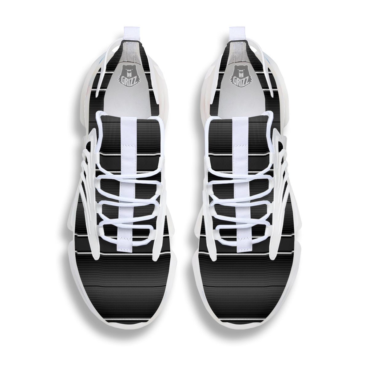 Monochrome Mexican Serape Print White Gym Shoes-grizzshop