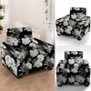 Monochrome Rose Floral Armchair Cover-grizzshop