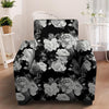 Monochrome Rose Floral Armchair Cover-grizzshop