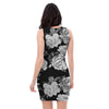 Monochrome Rose Floral Bodycon Dress-grizzshop