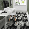 Monochrome Rose Floral Floor Mat-grizzshop