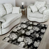 Monochrome Rose Floral Floor Mat-grizzshop