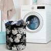 Monochrome Rose Floral Laundry Basket-grizzshop