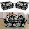 Monochrome Rose Floral Loveseat Cover-grizzshop