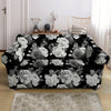 Monochrome Rose Floral Loveseat Cover-grizzshop