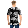 Monochrome Rose Floral Men T Shirt-grizzshop