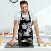 Monochrome Rose Floral Men's Apron-grizzshop