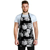 Monochrome Rose Floral Men's Apron-grizzshop