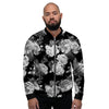 Monochrome Rose Floral Men's Bomber Jacket-grizzshop