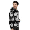 Monochrome Rose Floral Men's Hoodie-grizzshop