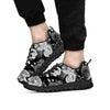 Monochrome Rose Floral Men's Sneakers-grizzshop