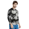 Monochrome Rose Floral Men's Sweatshirt-grizzshop