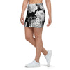 Monochrome Rose Floral Mini Skirt-grizzshop