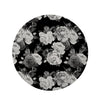 Monochrome Rose Floral Round Rug-grizzshop