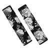 Monochrome Rose Floral Seat Belt Cover-grizzshop