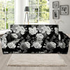 Monochrome Rose Floral Sofa Cover-grizzshop