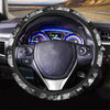 Monochrome Rose Floral Steering Wheel Cover-grizzshop