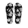 Monochrome Rose Floral Women's Flip Flops-grizzshop