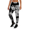 Monochrome Rose Floral Women's Joggers-grizzshop