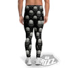 Monochrome Scary Faces Hand Drawn Print Pattern Men's Leggings-grizzshop