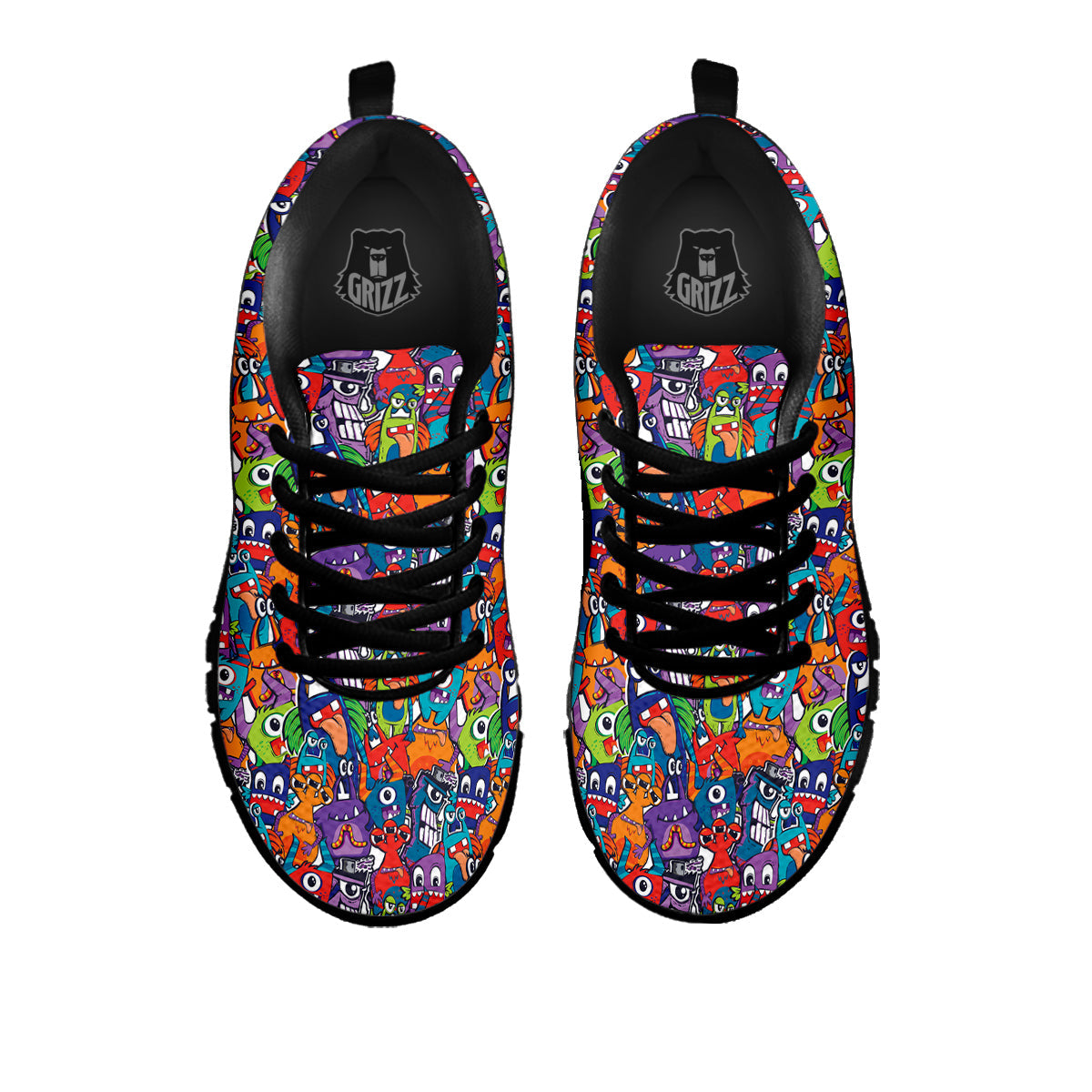 Monster Cute Print Pattern Black Sneaker-grizzshop