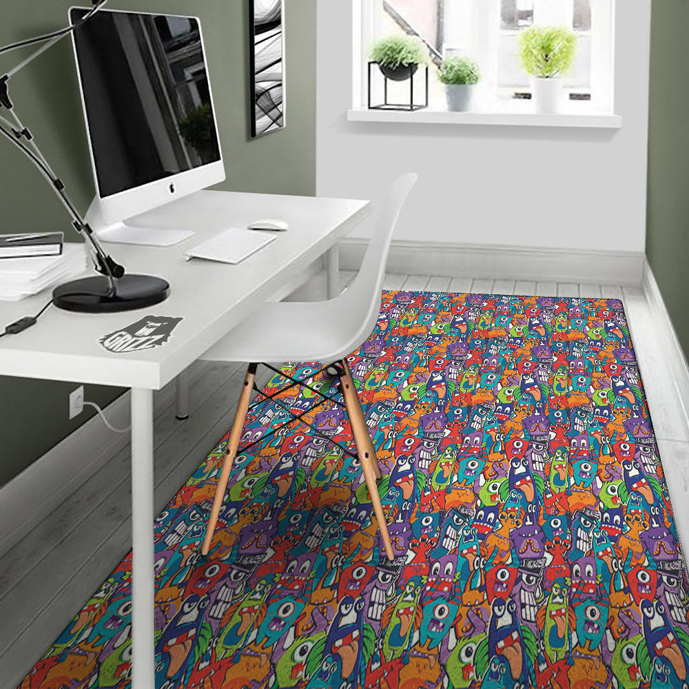 Monster Cute Print Pattern Floor Mat-grizzshop