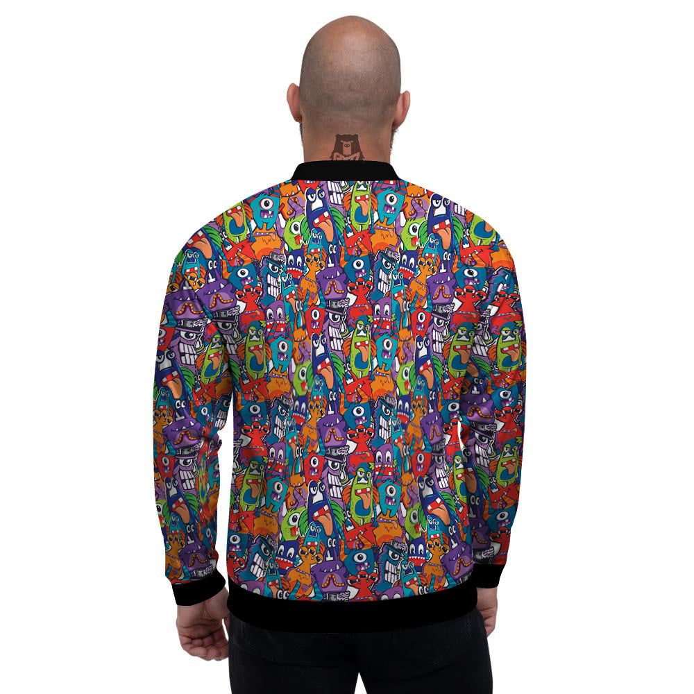 Monster Cute Print Pattern Men's Bomber Jacket-grizzshop