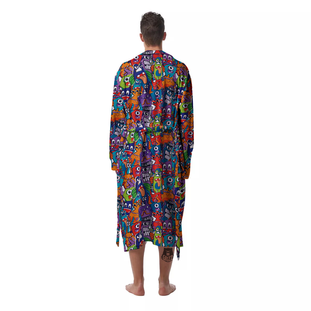 Monster Cute Print Pattern Men's Robe-grizzshop