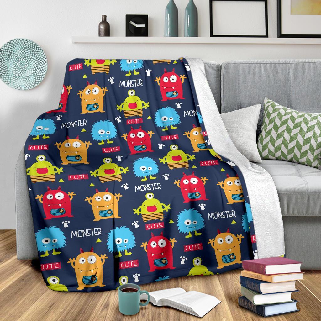 Monster Fluffy Pattern Print Blanket-grizzshop