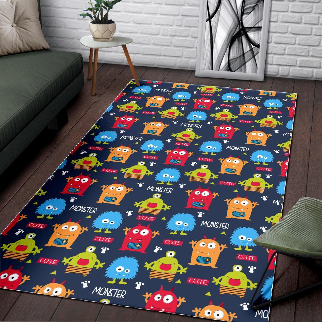 Monster Fluffy Pattern Print Floor Mat-grizzshop