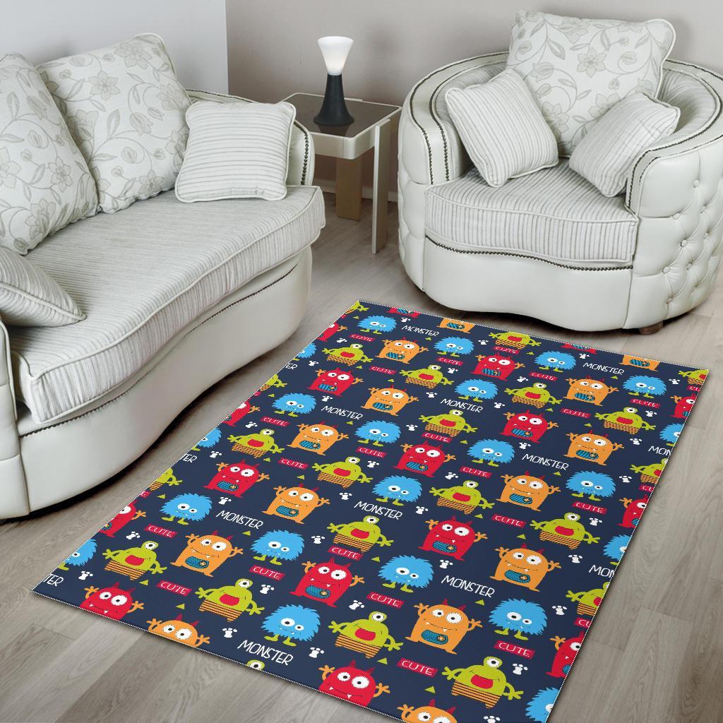 Monster Fluffy Pattern Print Floor Mat-grizzshop