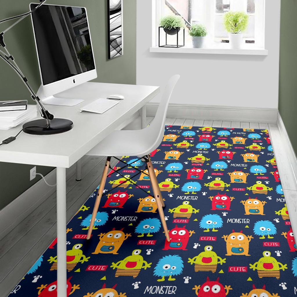 Monster Fluffy Pattern Print Floor Mat-grizzshop