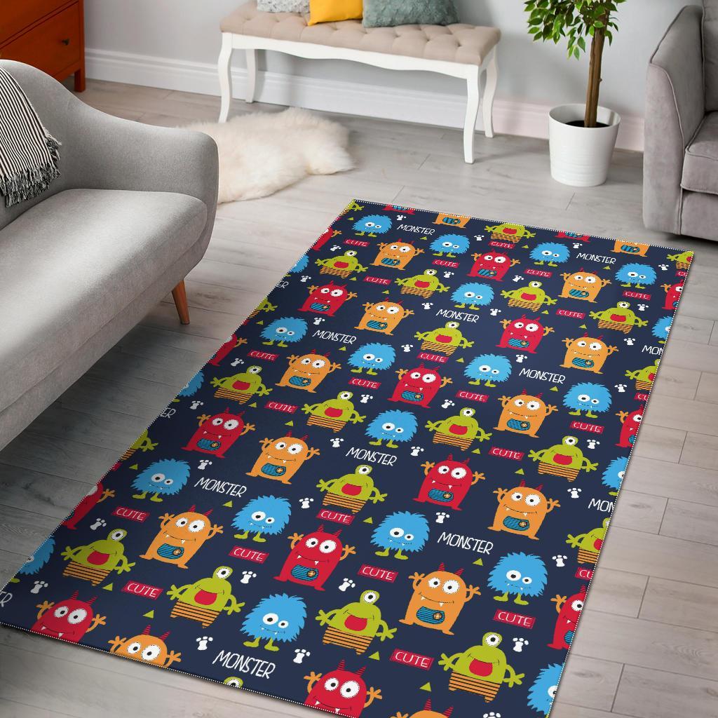 Monster Fluffy Pattern Print Floor Mat-grizzshop