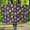 Monster Fluffy Pattern Print Hooded Blanket-grizzshop