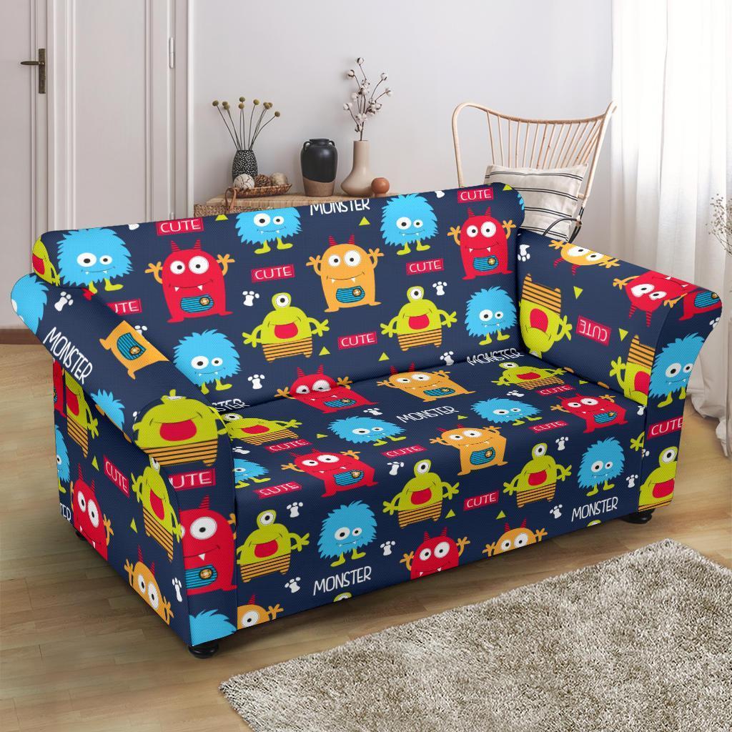 Monster Fluffy Pattern Print Loveseat Cover-grizzshop