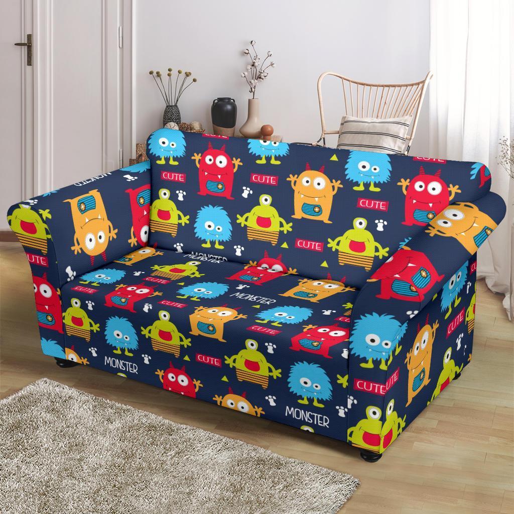 Monster Fluffy Pattern Print Loveseat Cover-grizzshop