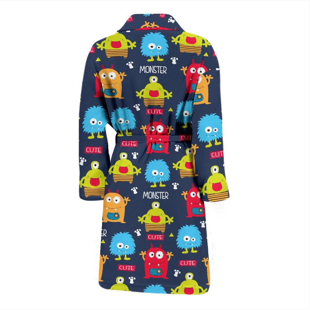 Monster Fluffy Pattern Print Men Long Robe-grizzshop